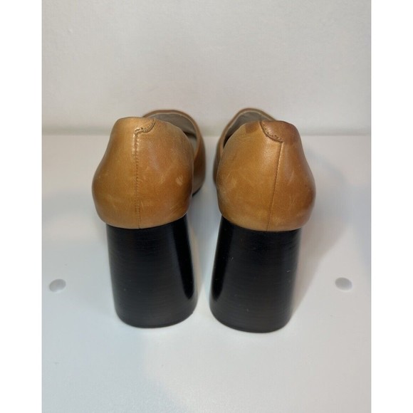 MNG By Mango Leather Heels 9 Mule Retro Chunky Block Heels Unique Funky 70s Heel - Picture 5 of 16